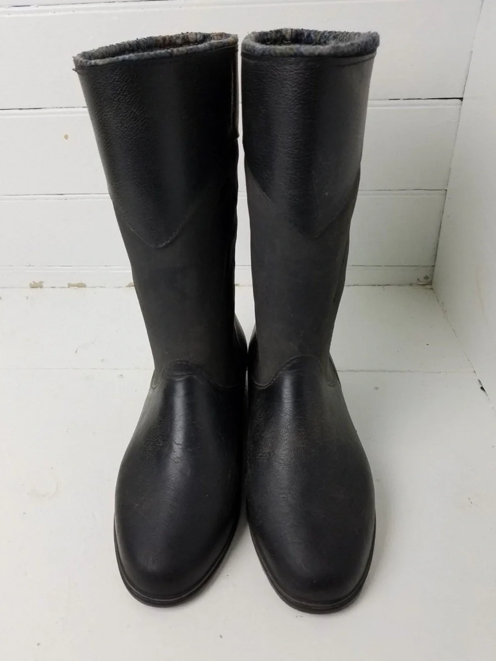 Wool Blanket Lined Rubber Rain Boots Galoshes Waterproof Pull-on Canada Womens 8